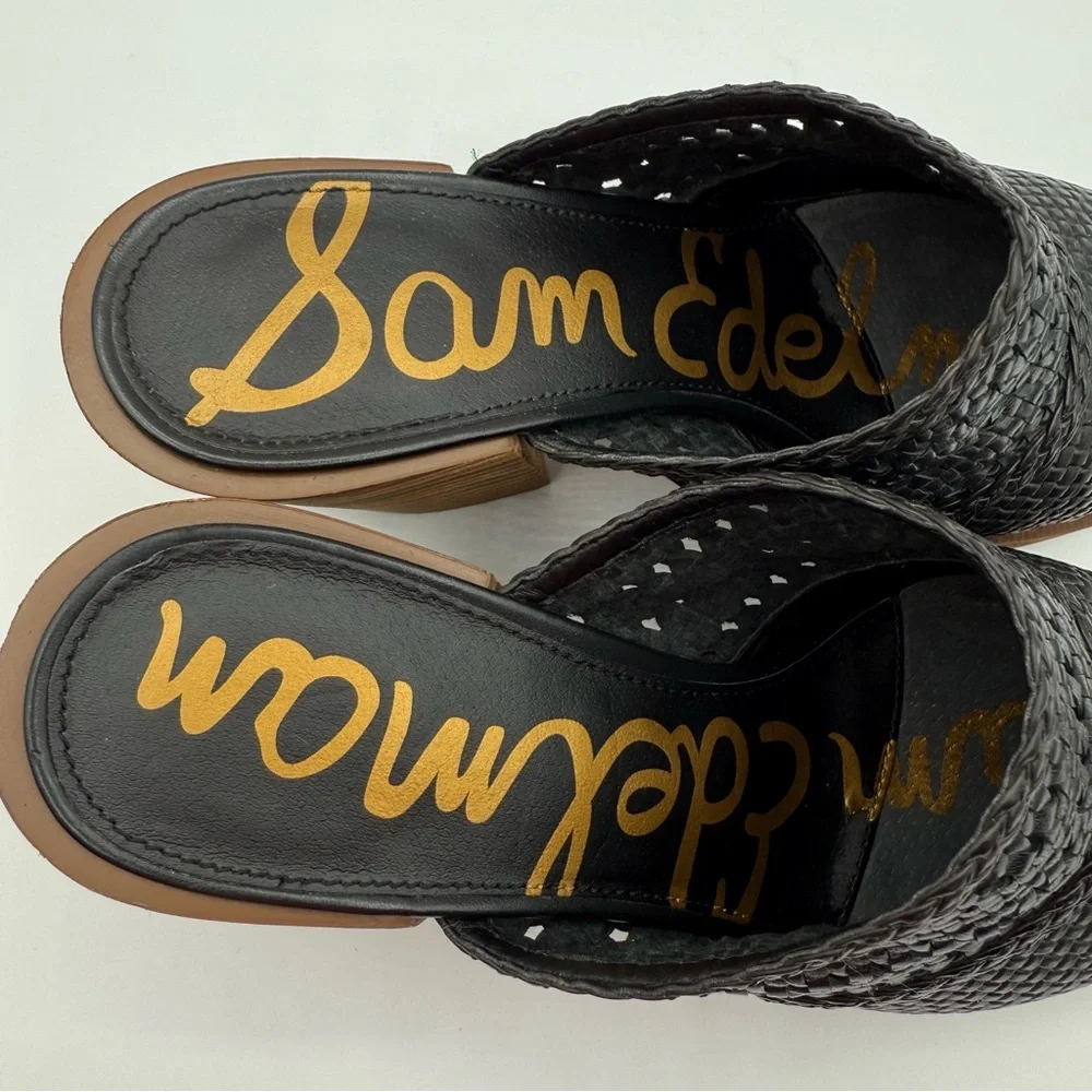 Sam Edelman Lilliana Black Woven Pointed Toe Mules Heels Size 8 Elegant - Picture 12 of 16
